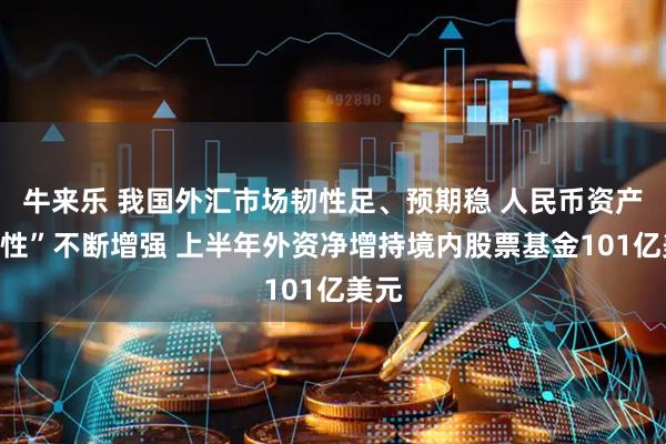 牛来乐 我国外汇市场韧性足、预期稳 人民币资产“磁性”不断增强 上半年外资净增持境内股票基金101亿美元